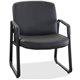 Lorell Big and Tall Leather Guest Chair - Leather, Plywood Seat - Leather, Plywood Back - Powder Coated Metal Frame - Sled Base 