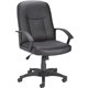 Lorell Leather Managerial Mid-back Chair - Black Frame - 5-star Base - Black - Bonded Leather - 1 Each