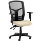 Lorell Ergomesh Executive High-Back Swivel Mesh Chair - Dillon Buff Antimicrobial Vinyl Seat - Black Mesh Back - Black Steel, Pl