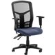 Lorell Ergomesh Executive High-Back Swivel Mesh Chair - Dillon Ocean Antimicrobial Vinyl Seat - Black Mesh Back - Black Steel, P