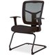 Lorell ErgoMesh Series Mesh Side Arm Guest Chair - Black Fabric Seat - Black Mesh Back - Cantilever Base - 1 Each