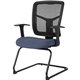 Lorell Ergomesh Series Mesh Guest Chair - Dillon Ocean Antimicrobial Vinyl Seat - Black Mesh Back - Cantilever Base - Armrest - 