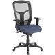 Lorell Ergomesh Executive High-Back Swivel Chair - Dillon Ocean Antimicrobial Vinyl Seat - Black Mesh Back - High Back - Ocean, 