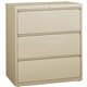Lorell 3-Drawer Putty Lateral Files - 36" x 18.6" x 40.3" - 3 x Drawer(s) for File - Letter, Legal, A4 - Lateral - Locking Drawe