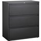 Lorell 3-Drawer Black Lateral Files - 36" x 18.6" x 40.3" - 3 x Drawer(s) for File - Letter, Legal, A4 - Lateral - Locking Drawe
