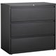 Lorell 3-Drawer Black Lateral Files - 42" x 18.6" x 40.3" - 3 x Drawer(s) for File - Letter, Legal, A4 - Lateral - Locking Drawe