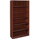 Lorell Mahogany Laminate Bookcase - 6 Shelf(ves) - 72" Height x 36" Width x 12" Depth - Sturdy, Adjustable Feet, Adjustable Shel