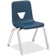 Lorell 12" Seat-height Stacking Student Chairs - Four-legged Base - Navy - Polypropylene - 4 / Carton