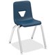 Lorell 14" Seat-height Stacking Student Chairs - Four-legged Base - Navy - Polypropylene - 4 / Carton