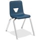 Lorell 16" Seat-height Stacking Student Chairs - Four-legged Base - Navy - Polypropylene - 4 / Carton
