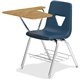 Lorell Tablet Arm Study Top Student Combo Desks - Tubular Steel Frame - Four-legged Base - Navy, Oak - Polypropylene - Armrest -