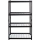 Lorell Wire Deck Shelving - 4 Shelf(ves) - 60" Height x 36" Width x 18" Depth - 30% Recycled - Black - Steel - 1 Each