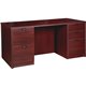 Lorell Prominence 2.0 Mahogany Laminate Double-Pedestal Desk - 5-Drawer - 1" Top, 60" x 30"29" - 5 x File, Box Drawer(s) - Doubl