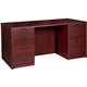 Lorell Prominence 2.0 Mahogany Laminate Double-Pedestal Desk - 5-Drawer - 1" Top, 66" x 30"29" - 5 x File, Box Drawer(s) - Doubl