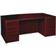 Lorell Prominence 2.0 Mahogany Laminate Double-Pedestal Desk - 5-Drawer - 1" Top, 72" x 42"29" - 5 x File, Box Drawer(s) - Doubl