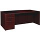 Lorell Prominence 2.0 Mahogany Laminate Left-Pedestal Bowfront Desk - 3-Drawer - 1" Top, 72" x 42"29" - 3 x File, Box Drawer(s) 