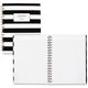 Cambridge Hardcover Wirebound Notebook - Twin Wirebound - Both Side Ruling Surface - Ruled7.3" x 9.5" - Black & White Stripe Cov