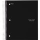 Five Star Wirebound Black 5-subject Notebook - 200 Sheets - Wire Bound - Wide Ruled - 3 Hole(s) - 8" x 10 1/2" - BlackPlastic Co