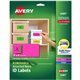 Avery Multipurpose Oval Labels - 2" Width x 4" Length - Removable Adhesive - Rectangle - Laser, Inkjet - Neon Green, Neon Magent