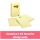 Post-it Lined Notes - 500 - 4" x 6" - Rectangle - 100 Sheets per Pad - Ruled - Yellow - Paper - Self-adhesive, Repositionable - 