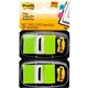 Post-it Flags - 100 x Bright Green - 1" x 1.75" - Rectangle - Unruled - Green - Removable, Self-adhesive - 100 / Pack