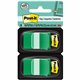 Post-it Flags - 100 x Green - 1" x 1.75" - Rectangle - Unruled - Green - Removable - 100 / Pack