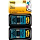 Post-it Message Flags - 100 - 1" x 1.75" - Arrow, Rectangle - Unruled - "Initial Here" - Blue - Removable, Self-adhesive - 1 / P