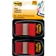 Post-it Flags - 100 - 1" x 1.75" - Rectangle - Unruled - Red - Removable, Self-adhesive - 100 / Pack