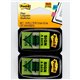 Post-it Message Flags - 100 x Green - 1" x 1.75" - Arrow, Rectangle - Unruled - "Sign & Date" - Green - Removable, Self-adhesive