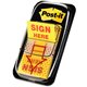 Post-it Message Flag Value Pack - 600 - 1" x 1.75" - Rectangle, Arrow - Unruled - "SIGN HERE" - Yellow - Removable - 12 / Box