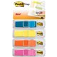 Post-it Flags - 0.50" x 1.75" - Rectangle - Unruled - Blue, Pink, Yellow, Orange - Removable, Self-adhesive, Residue-free, Repos