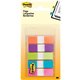Post-it Flags in On-the-Go Dispenser - Bright Colors - 100 x Assorted - 0.50" x 1.75" - Orange, Purple, Green, Blue, Pink - Remo