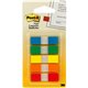 Post-it Flags in Portable Dispenser - 20 x Blue, 20 x Green, 20 x Orange, 20 x Red, 20 x Yellow - 0.50" x 1.75" - Rectangle - Un
