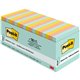 Post-it Dispenser Notes - Beachside Caf&eacute Color Collection - 3" x 3" - Rectangle - Fresh Mint, Sunnyside, Papaya Fizz - 18 
