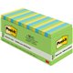 Post-it Dispenser Notes - Floral Fantasy Color Collection - 1800 - 3" x 3" - Square - 100 Sheets per Pad - Unruled - Limeade, Bl