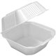 Pactiv Hinged Lid Sandwich Containers - Disposable - White - Foam Body - 125 / Pack