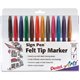 Pentel Arts Fiber-tipped Sign Pens - Bold Pen Point - Assorted Water Based Ink - Black Barrel - Fiber Tip - 12 / Pack
