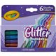 Crayola 6 Color Glitter Markers - Bullet Marker Point Style - Fire Flecks, Gold Dust, Violet Glitz, Emerald Zest, Blue Blazes, S
