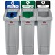 Rubbermaid Commercial Slim Jim Recycling Station - Black, Blue, Green - 1 Each