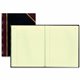 Rediform Texhide Cover Record Books with Margin - 300 Sheet(s) - Thread Sewn - 11.25" x 14.25" Sheet Size - Black - Green Sheet(