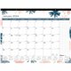 Blueline Passion Floral Desk Pad Calendar - Julian Dates - Monthly - 12 Month - January 2024 - December 2024 - 1 Month Single Pa