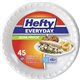 Hefty Everyday 8-7/8" 3-Compartment Foam Plates - Disposable - White - 45 / Pack
