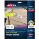 Avery High Visibility Round Labels - - Width1 1/2" Diameter - Permanent Adhesive - Round - Inkjet - White - Paper - 20 / Sheet -