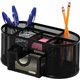 Rolodex Mesh Oval Pencil Cup - 4 Compartment(s) - 9.3" Width x 4.5" Depth%Desktop - Black - Steel - 1 Each