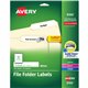 Avery File Folder Labels - Permanent Adhesive - Rectangle - Laser, Inkjet - White - Paper - 30 / Sheet - 25 Total Sheets - 750 T