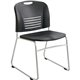Safco Vy Sled Base Stack Chairs - Plastic Seat - Plastic Back - Powder Coated Steel Frame - Sled Base - Black - Polypropylene - 