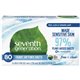 Seventh Generation Free & Clear Fabric Softener Sheets - 9" Length x 6.40" Width - 80 / Box - Bio-based, Hypoallergenic, Fragran