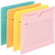 Smead Straight Tab Cut Letter Recycled File Jacket - 8 1/2" x 11" - Aqua, Goldenrod, Pink, Yellow - 10% Recycled - 12 / Pack