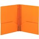 Smead Letter Fastener Folder - 8 1/2" x 11" - 180 Sheet Capacity - 2 x Double Tang Fastener(s) - 2 Inside Back Pocket(s) - Orang