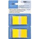 Sparco Removable Standard Flags in Dispenser - 100 x Yellow - 1.75" x 1" - Rectangle - Yellow - See-through, Self-adhesive, Remo
